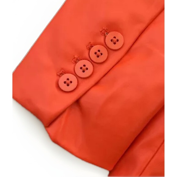 House of Harlow 1960 Faux Leather Jacket Orange NWT Small Double Breasted Blazer - Picture 2 of 11